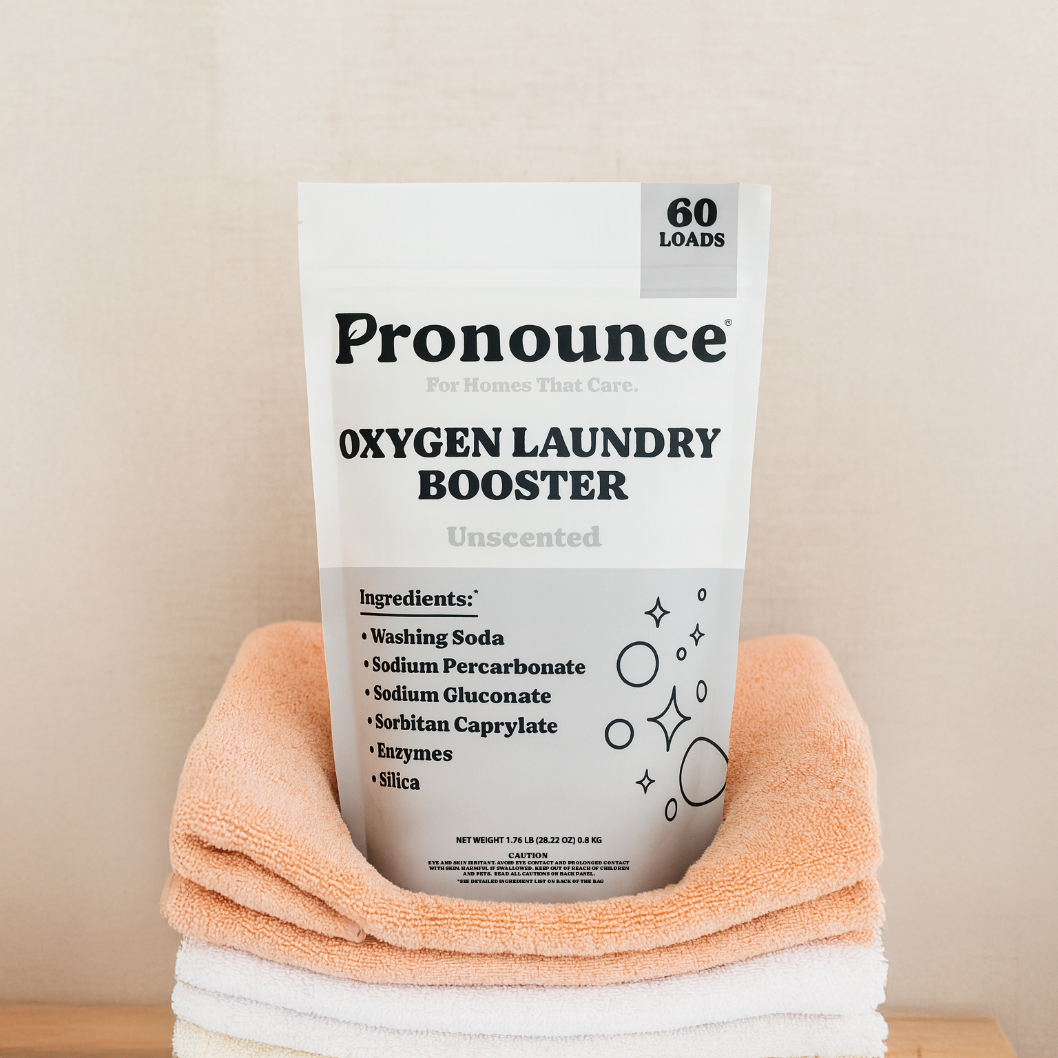 Pronounce oxygen laundry booster powder, unscented, 60 loads