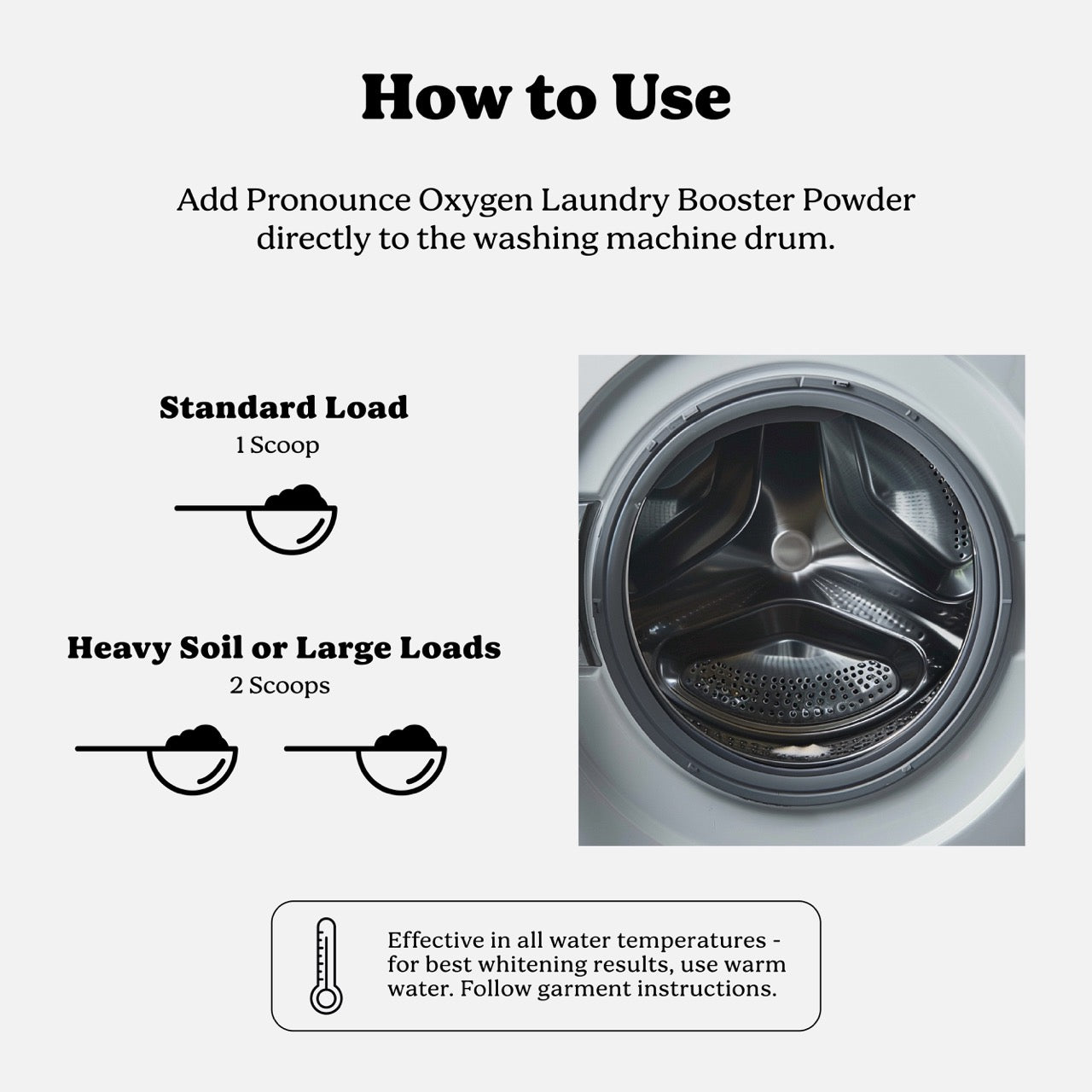 How to use Pronounce unscented oxygen laundry booster powder by adding it directly to the washing machine drum