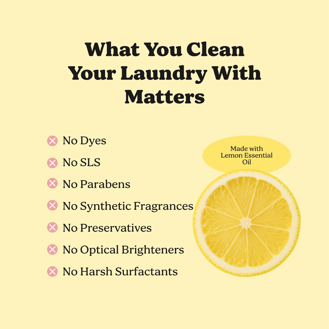 Lemon laundry powder made without synthetic fragrances, dyes, SLS, or optical brighteners