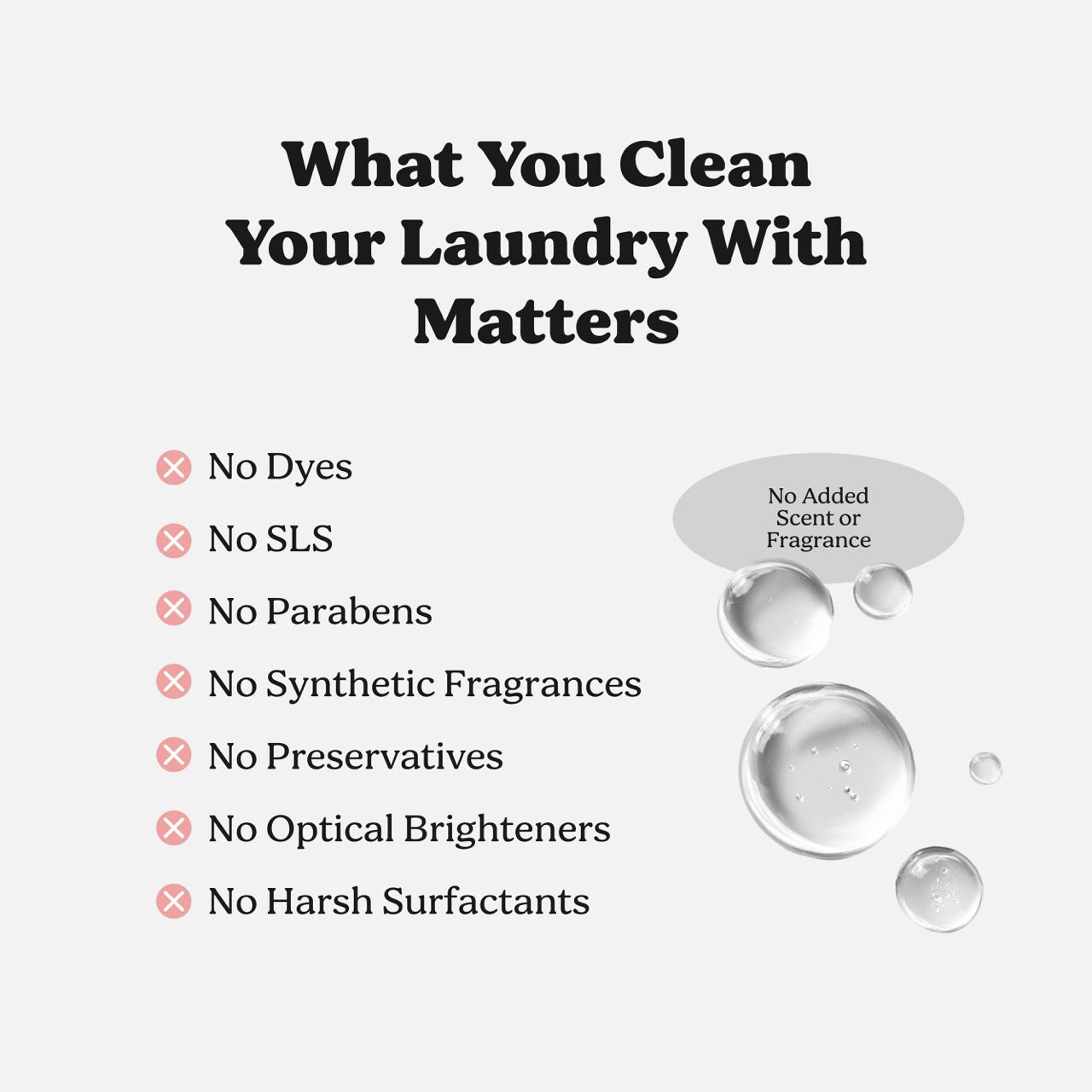 Oxygen laundry booster made without dyes, SLS, synthetic fragrances, or optical brighteners and unscented